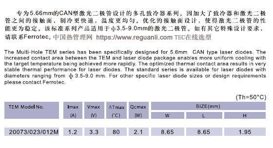 大和热磁20073/023/012M多孔TEC