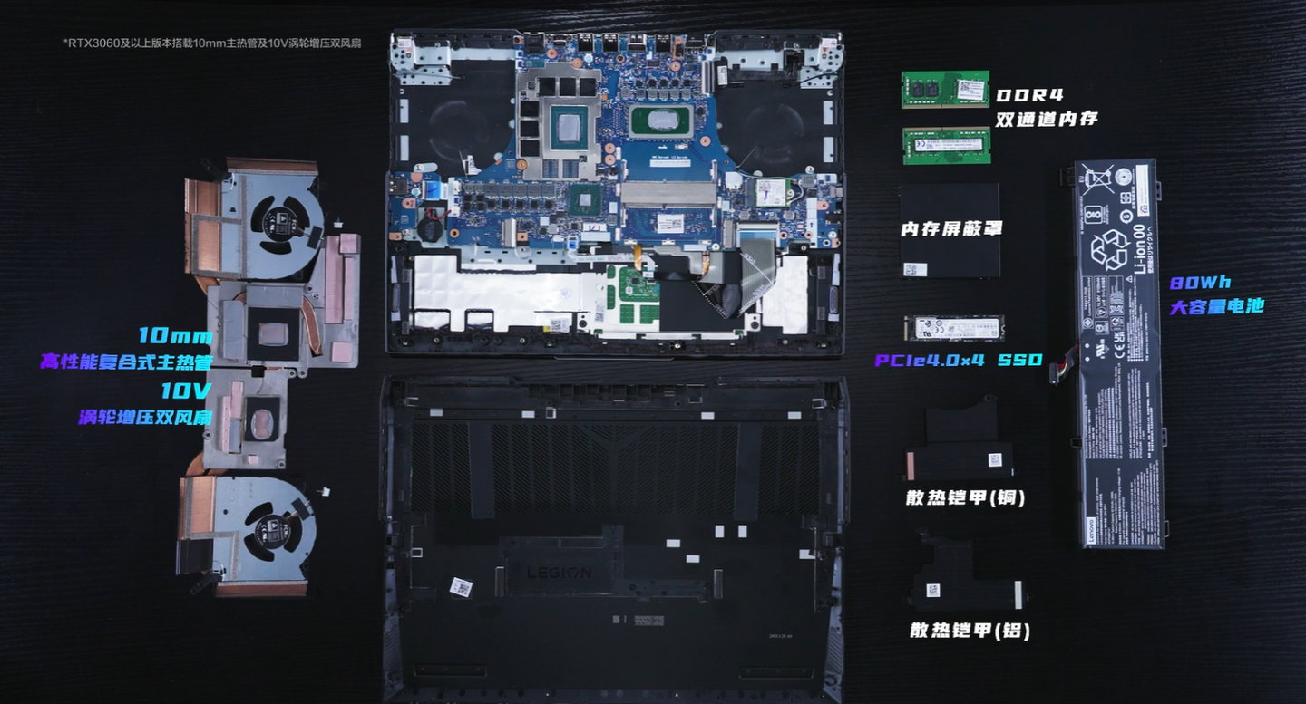 联想拯救者 Y 系列 2021 新品拆解:大面积 VC 均热板 / 10mm 热管散热 联想拯救者 Y 系列新品拆解:大面积 VC 均热板 / 10mm 热管散热