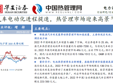 华安证券-电力设备行业专题：汽车电动化进程提速，热管理市场迎来高景气